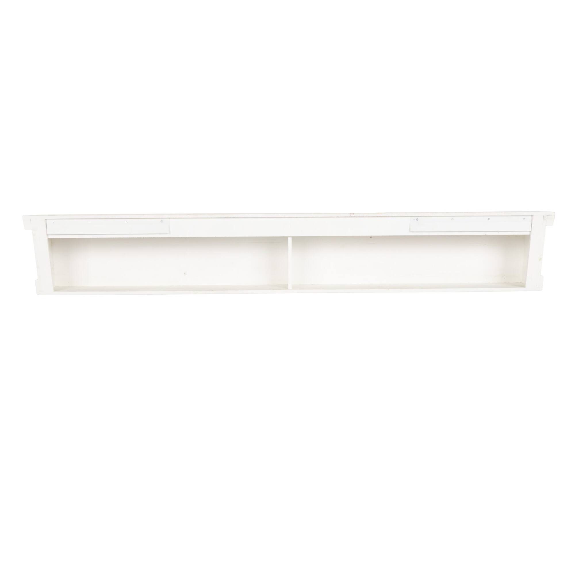White Wooden Floral Room Wall Shelf with Brown Distressing